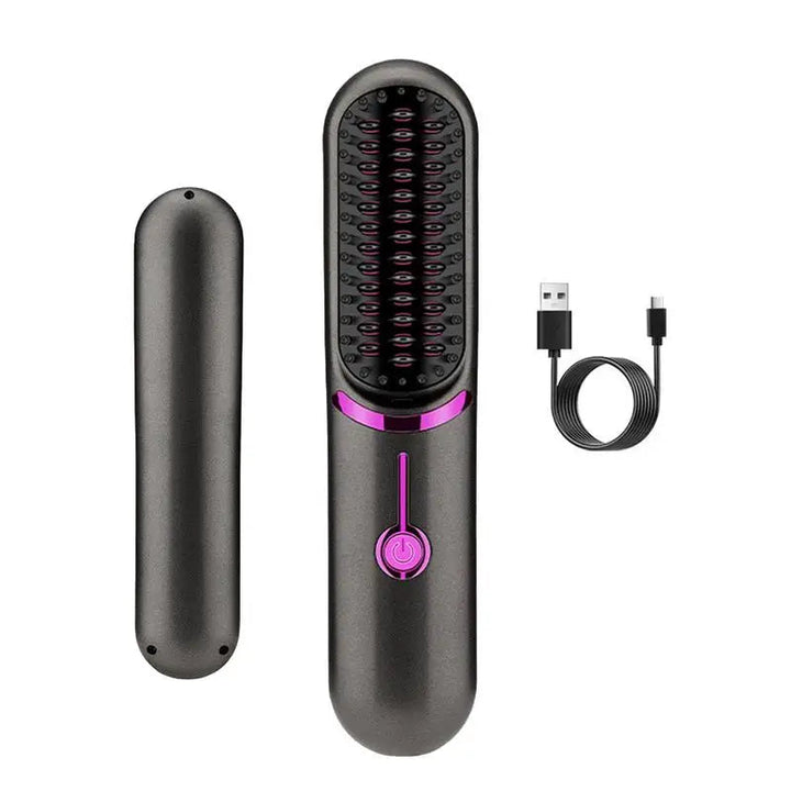 UNIQ 2-in-1 Cordless Hair Straightening Brush & Curler with USB-C