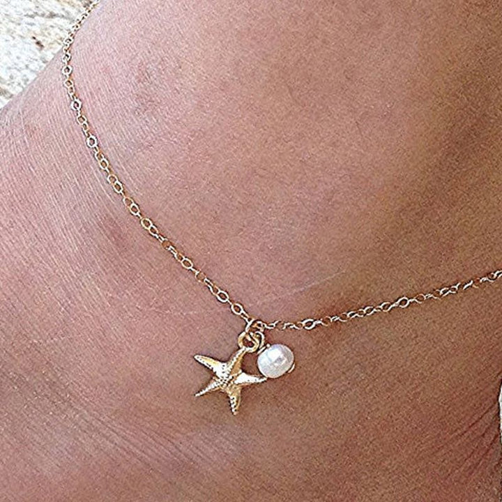 Anklet Starfish + Pearl - | Fashiongirl