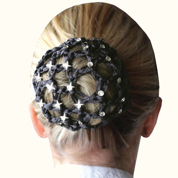Schwarzes Ballett-Haarnetz mit Diamanten für Haarknoten – | Fashiongirl