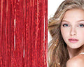 Bling Glitter Extensions 100 Stück Glitzer-Haarverlängerungen 80 cm – Rot – | Fashiongirl