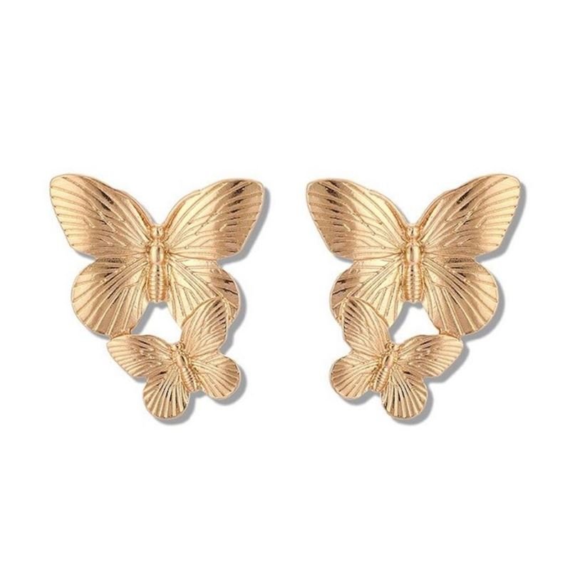 Chris Rubin - Butterflies Butterfly Earrings - Gold - | Fashiongirl