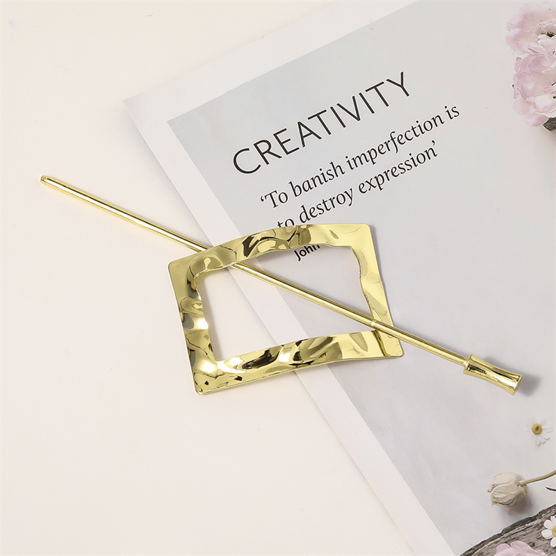 Chris Rubin Nova Rectangle Slide Buckle Hair Claw – Gold – Haaraccessoires | Fashiongirl
