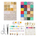 The Fashiongirl Clay Beads / Heishi Beads Bohemian Kit includes 6000 assorted beads, string spools, scissors, tweezers, letter beads, charms, and more—everything you need to craft unique bohemian jewelry.