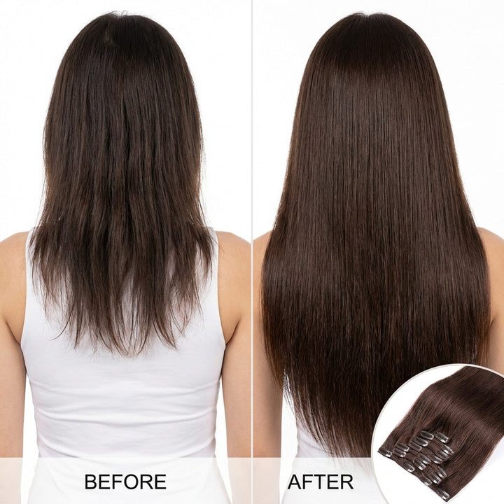 Clip In Extensions 2 Dark Brown - Clip in Extensions - Fashiongirl