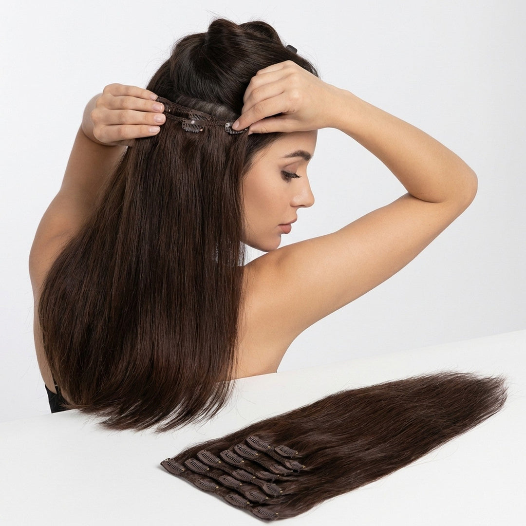 Clip In Extensions 2 Dark Brown - Clip in Extensions - Fashiongirl