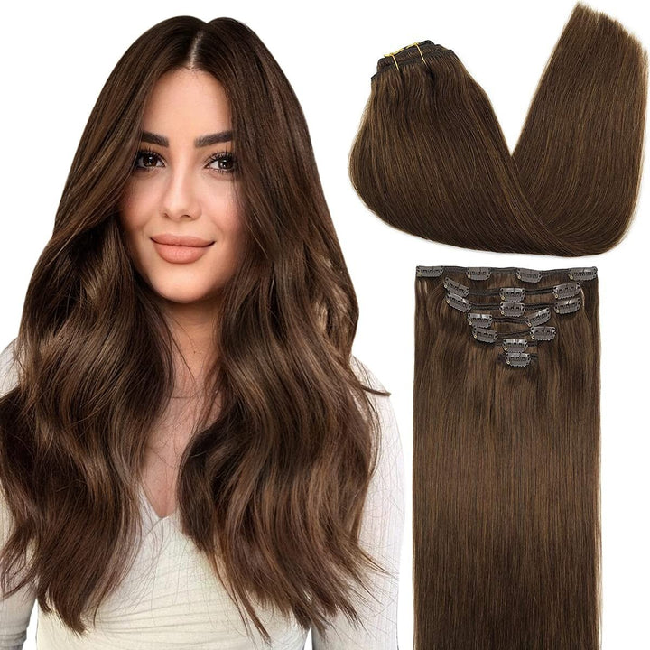 Clip In Extensions 4 Chocolate Brown - Clip in Extensions - Fashiongirl