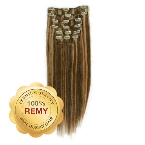 Clip In Extensions - 40 cm #4/27 Brown/ Medium Blonde Mix - | Fashiongirl