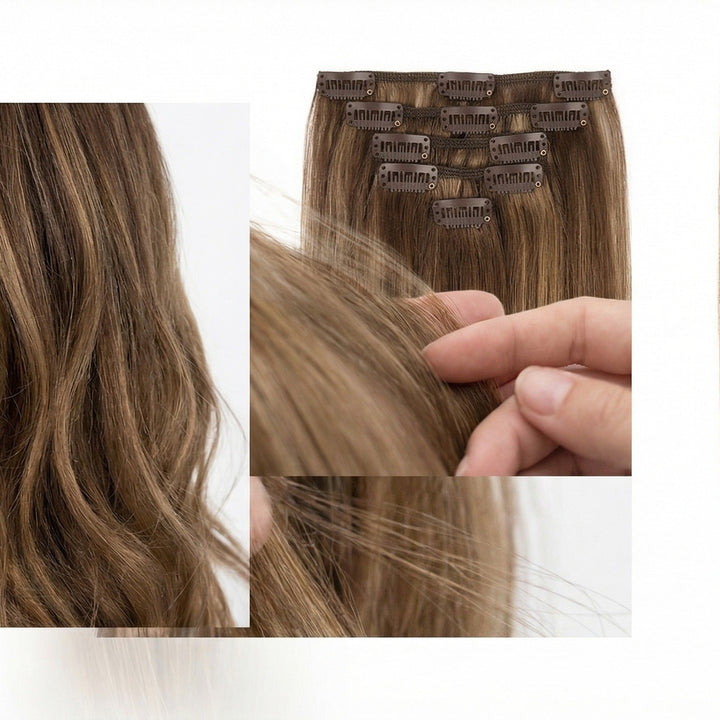 Clip In Extensions 4/27 Brown/ Medium Blonde Mix - Clip in Extensions - Fashiongirl