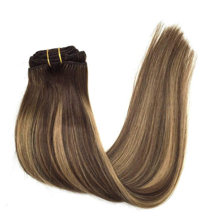 Clip In Extensions 4/27 Brown/ Medium Blonde Mix - Clip in Extensions - Fashiongirl