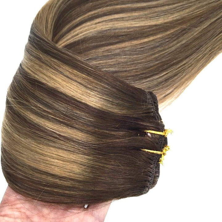 Clip In Extensions 4/27 Brown/ Medium Blonde Mix - Clip in Extensions - Fashiongirl