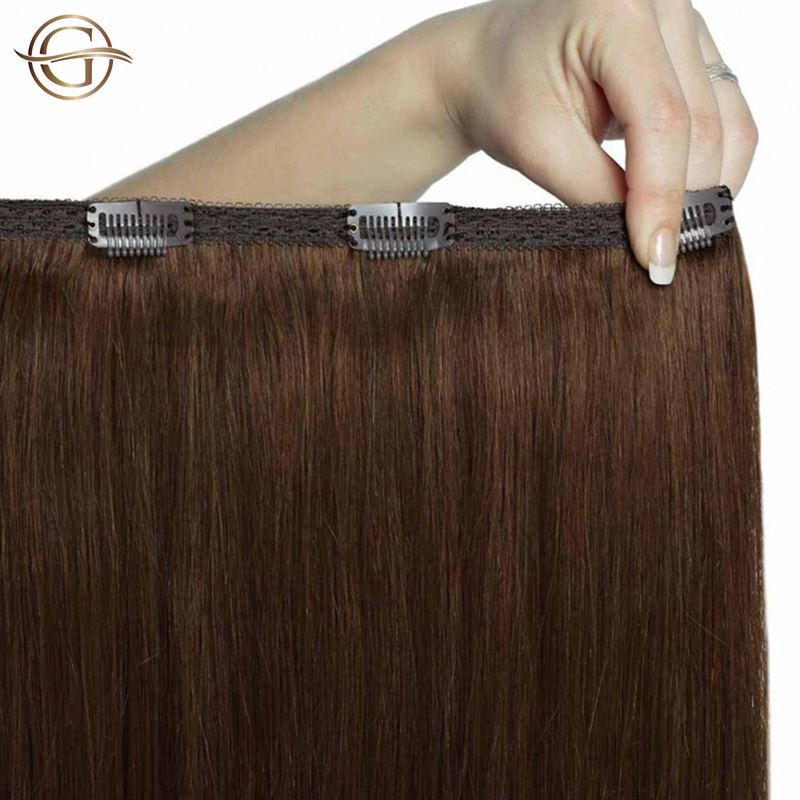 Clip on hair extensions #12 Light brown - 7 sets - 50 cm | Gold24 - | Fashiongirl