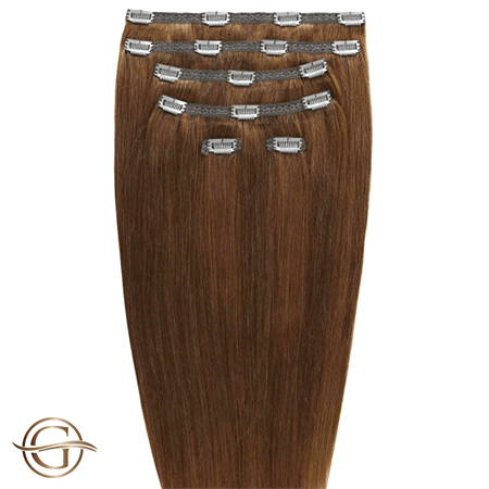 Clip on hair extensions #12 Light brown - 7 sets - 60 cm | Gold24 - | Fashiongirl