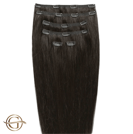 Clip on hair extensions #2 Dark brown - 7 sets - 60 cm | Gold24 - | Fashiongirl