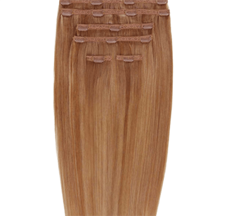 Clip on hair extensions #30 Chestnut - 7 sets - 50 cm | Gold24 - | Fashiongirl