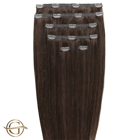 Clip on hair extensions #4 Brown - 7 sets - 60 cm | Gold24 - | Fashiongirl
