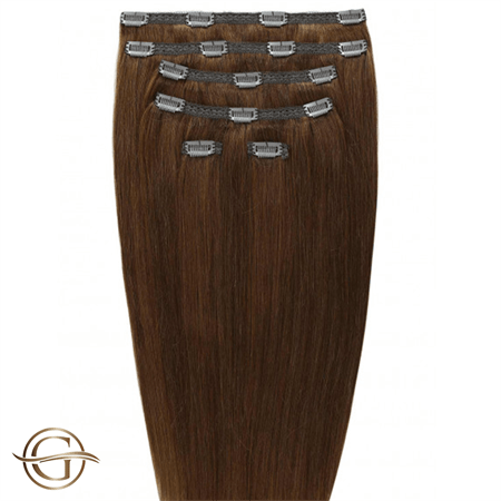Clip on hair extensions #6 Light brown - 7 sets - 60 cm | Gold24 - | Fashiongirl