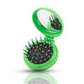 Kompakter Make-up-Spiegel mit Pinsel – grün – | Fashiongirl