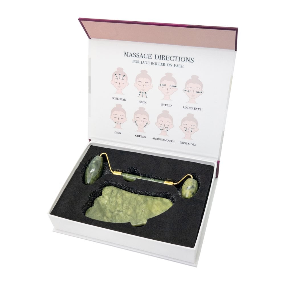 Face Roller Jade Roller + Guasha Stone - | Fashiongirl