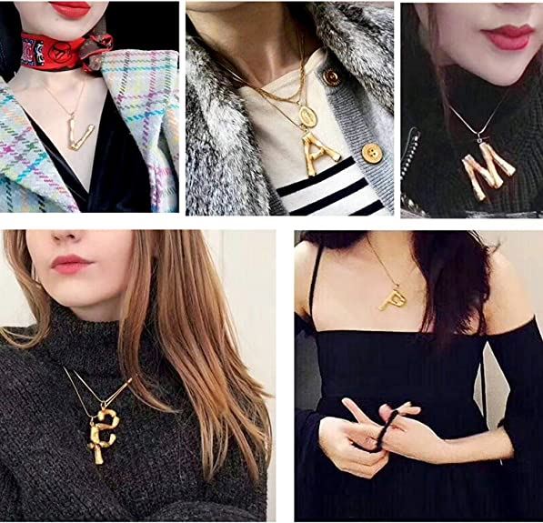 Gold Bamboo Alphabet / Letter Necklace - A - | Fashiongirl