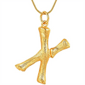 Gold Bamboo Alphabet / Letter Necklace - X - | Fashiongirl