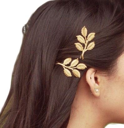 Gold Leaf Hairpins - 2 pcs - Hair Accessories | Fashiongirl