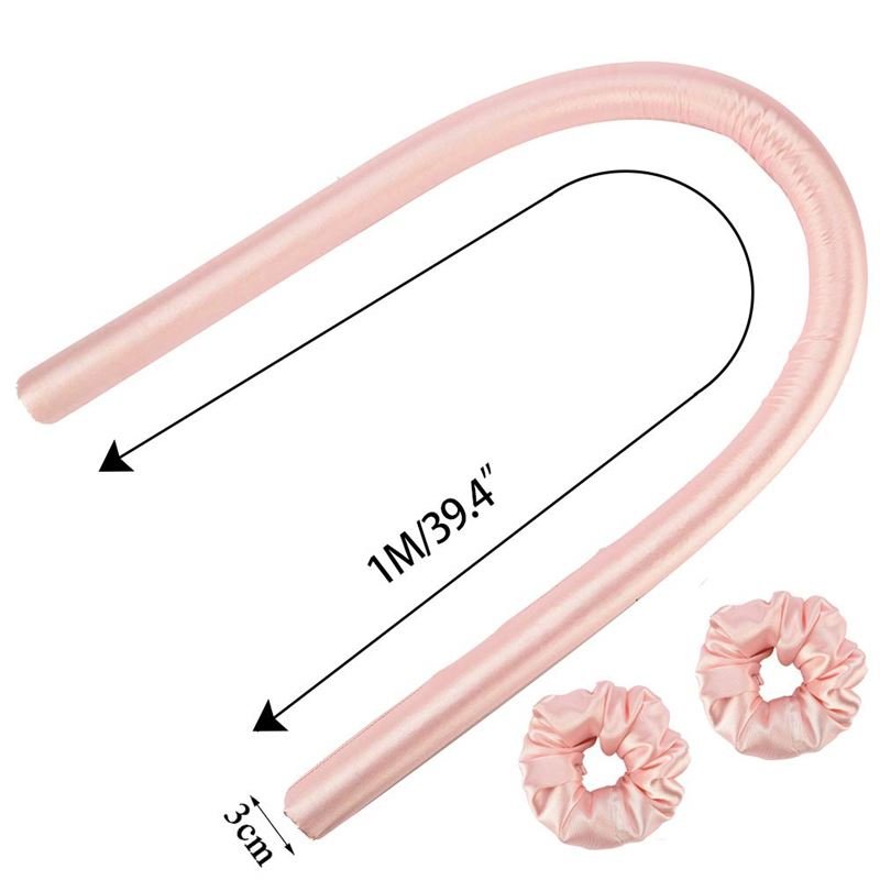 The Fashiongirl Heatless Hair Curlers in pink let you get beautiful curls without heat. Each 1m x 3cm satin rod comes with two matching pink scrunchies, inspired by the popular TikTok hair curler trend.