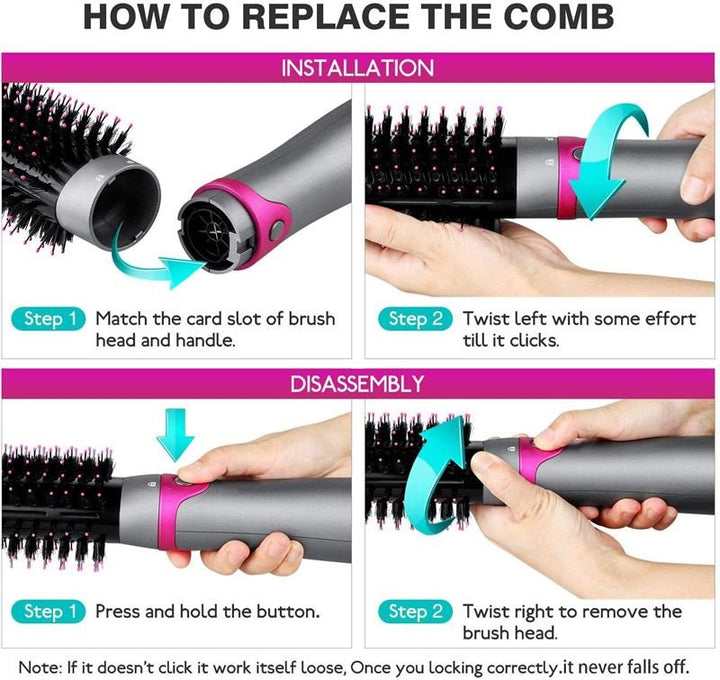 Hot Airstyler - multistyler, 5 - in - 1 set - For curls, waves, straighten, brush &amp; dry hair - | Fashiongirl