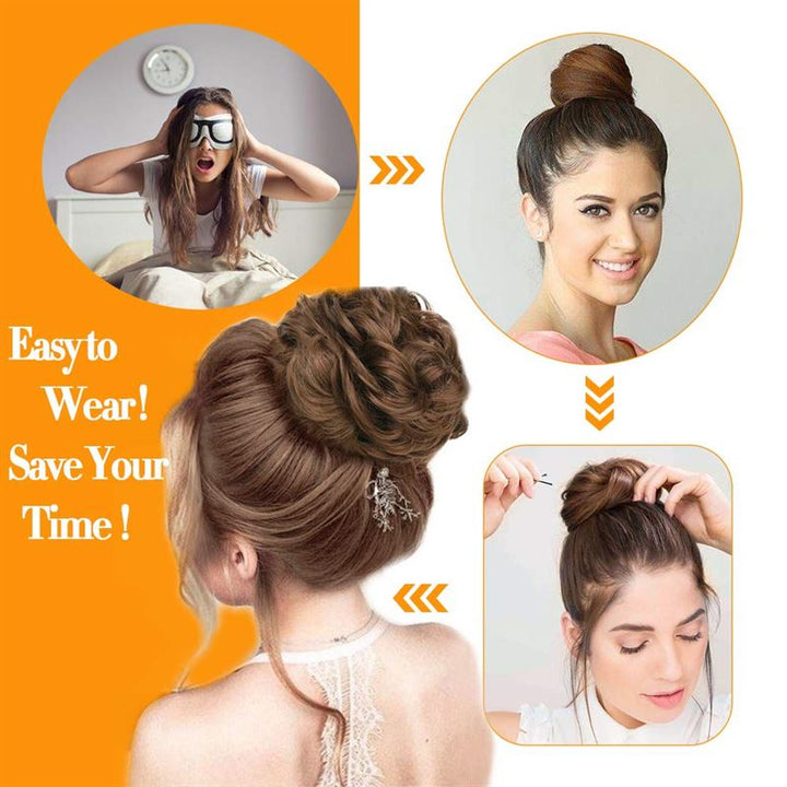 Messy Bun Hair elastic with curly artificial hair - #33A Light Golden Reddish Brown - Hair Accessories | Fashiongirl