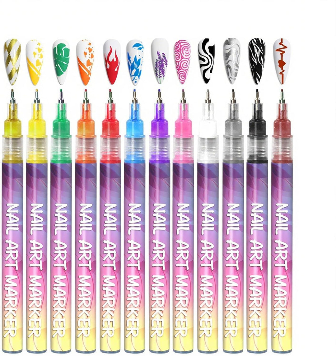 Nail Art Pens 12 Colours 0.5mm Fine Tip – image 4