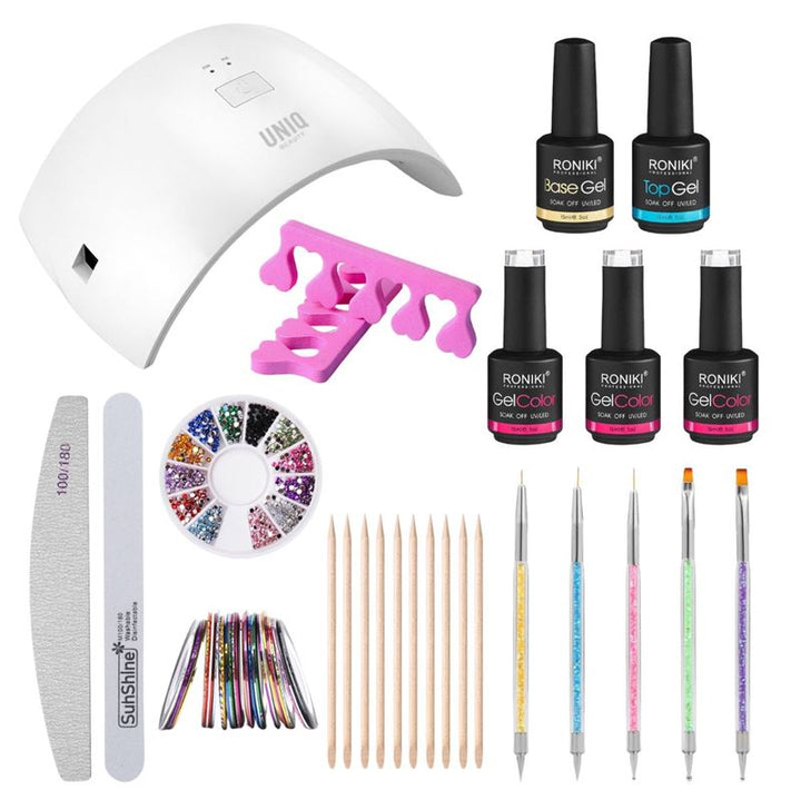 Nail Starter Kit - Premium Gel polish set with 24W nail dryer, colours and accessories (CL - 01 Limited Edition) - | Fashiongirl