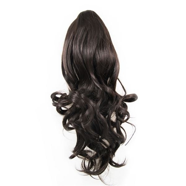 Ponytail ponytail with hair clip, Curly - dark brown #2 - | Fashiongirl