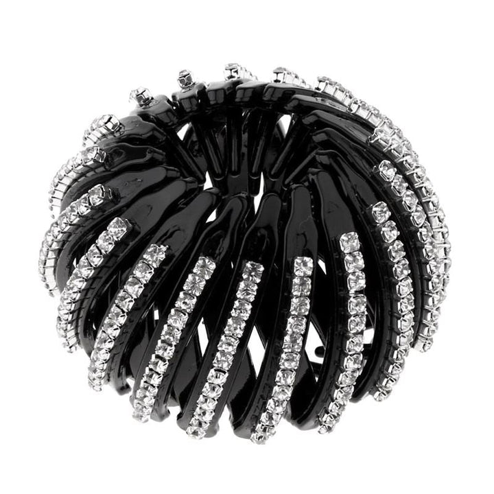 Ponytail Spiral with rhinestones/ Bird Nest Hair Clip - Silver - | Fashiongirl