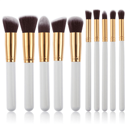 PRO Makeup Brushes White / Gold 10 pcs - | Fashiongirl