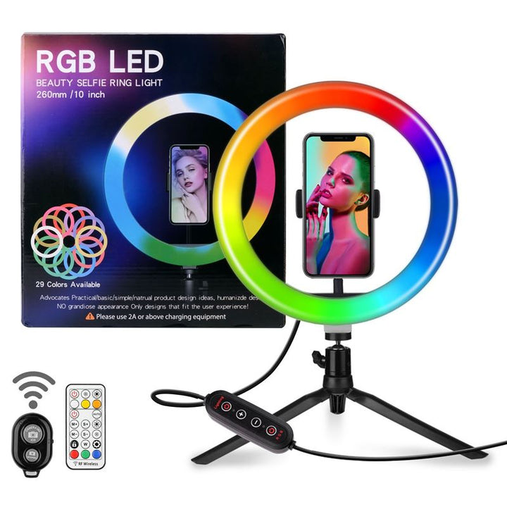 Ring Light med RGB lys + Trådløs fjernbetjening - | Fashiongirl