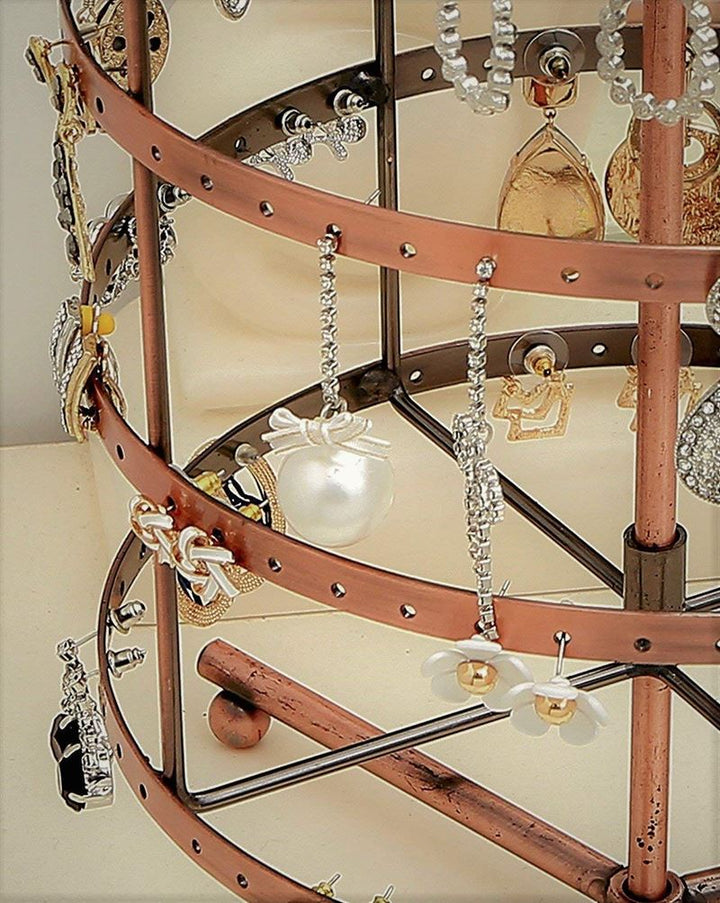 Rotating Jewellery stand for earrings with 4 tiers, bronze - | Fashiongirl
