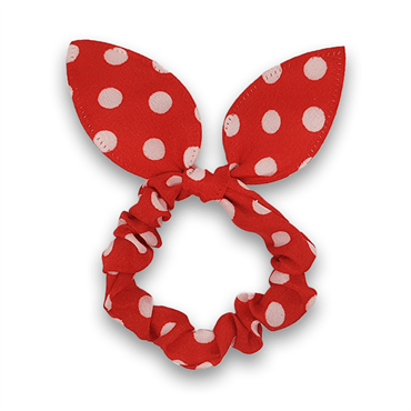 Scrunchie with bow - Red with white dots - Hair Accessories
