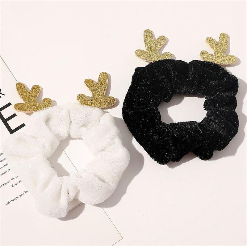 SOHO Christmas Deer - Christmas Scrunchie - Black - Hair Accessories