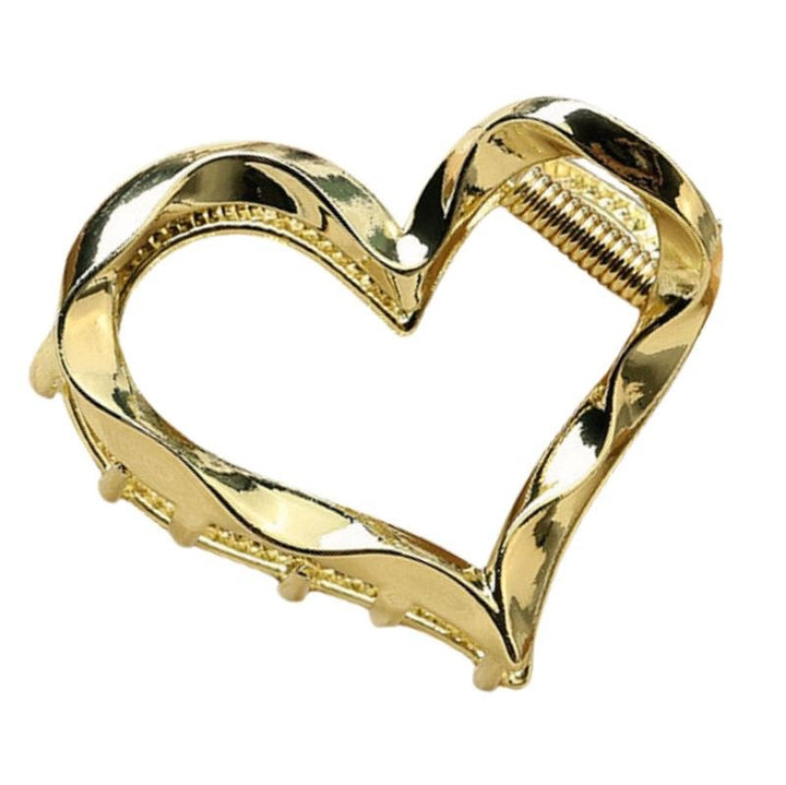 SOHO Heart Metal Hair Claw - Gold - Hair Accessories