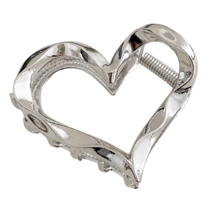SOHO Heart Metal Hair Claw - Silver - Hair Accessories