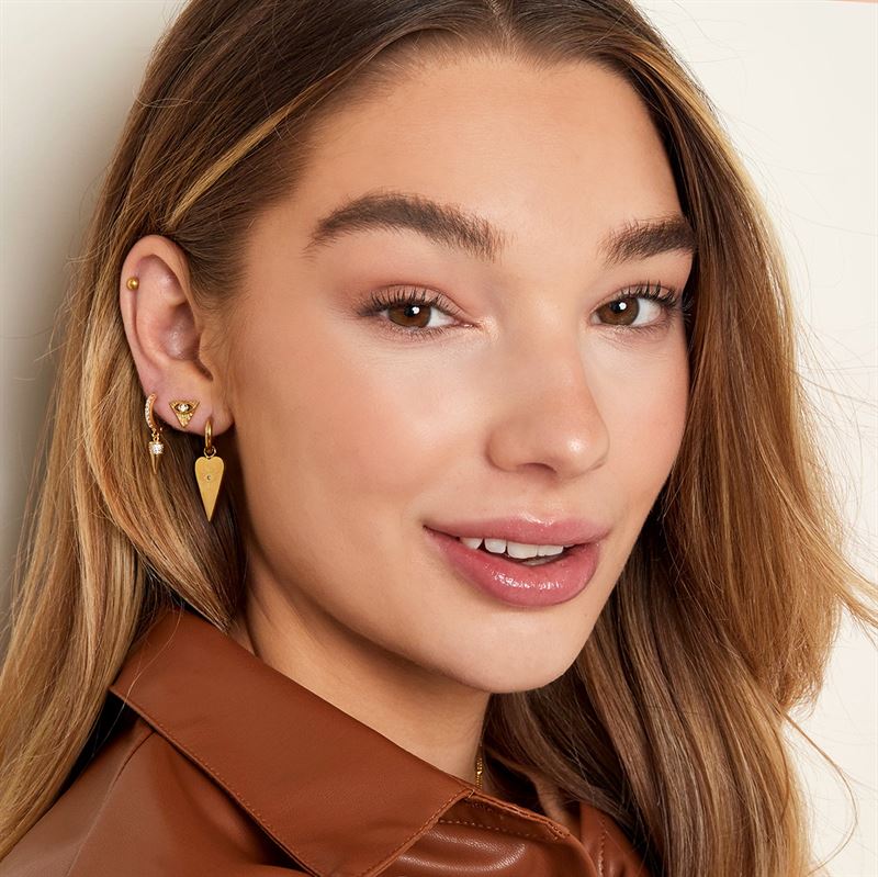 SOHO Hoop Earrings with all - seeing eye pendant - Gold - | Fashiongirl