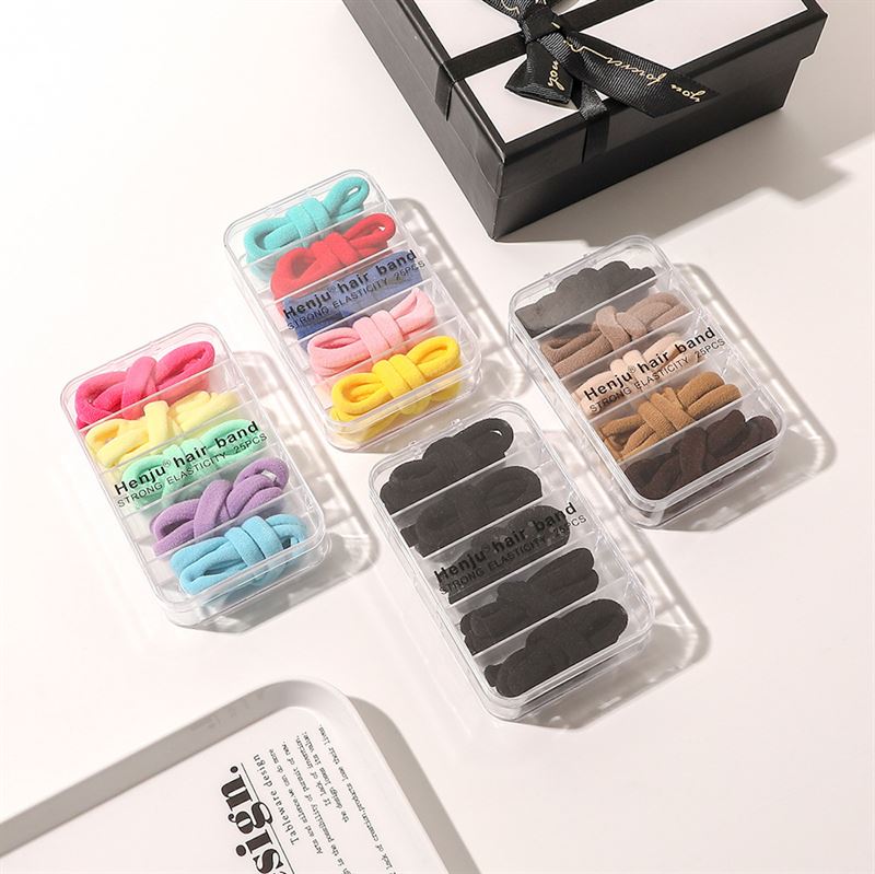 SOHO Linen Hair elastics - Black - Hair Accessories | Fashiongirl