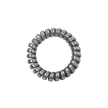 SOHO Metallic Spiral Hair elastics 3 pcs - Metal Grey - Hair Accessories | Fashiongirl