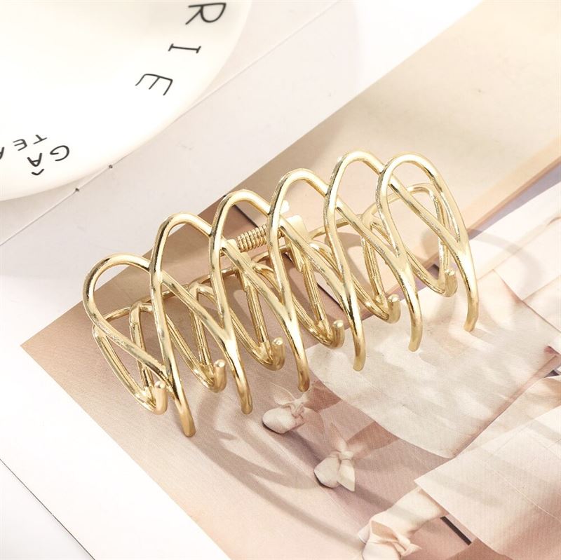 SOHO Olive Metal Hair Claw - Gold - Hair Accessories
