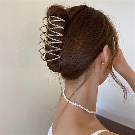 SOHO Olive Metal Hair Claw - Gold - Hair Accessories