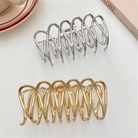 SOHO Olive Metal Hair Claw - Silver - Hair Accessories