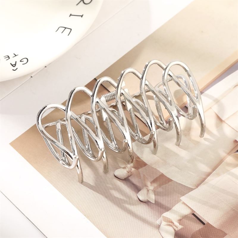 SOHO Olive Metal Hair Claw - Silver - Hair Accessories