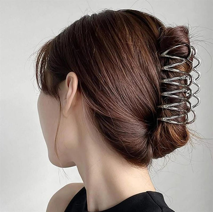 SOHO Olive Metal Hair Claw - Silver - Hair Accessories