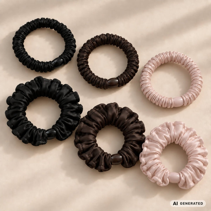 SOHO Soie Satin Scrunchie Hair Elastics 6 Pack – image 6