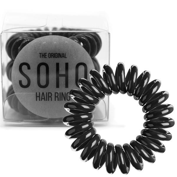 SOHO Spiral Hair elastics - Black (3 pcs) - Hair Accessories | Fashiongirl