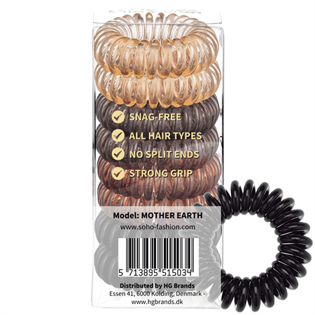 SOHO Spiral Hair elastics, Mother Earth - 8 pcs. - Hair Accessories | Fashiongirl